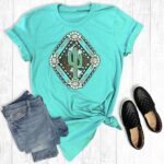 Türkiser Juwel Graphic Tee Western-T-Shirt