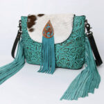 Echt Leder Schultertasche - Handpunziert Aztec