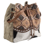 Bucket Bag - Tasche mit Echtlederbesatz