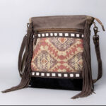 CROSSBODY Medium Tasche aus echtem Rindsleder und recyceltem Canvas